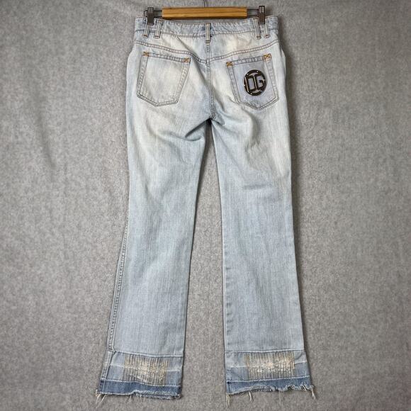 Dolce & Gabbana Distressed Low Rise Light Wash Jeans Size 42 Y2K - Picture 5 of 10